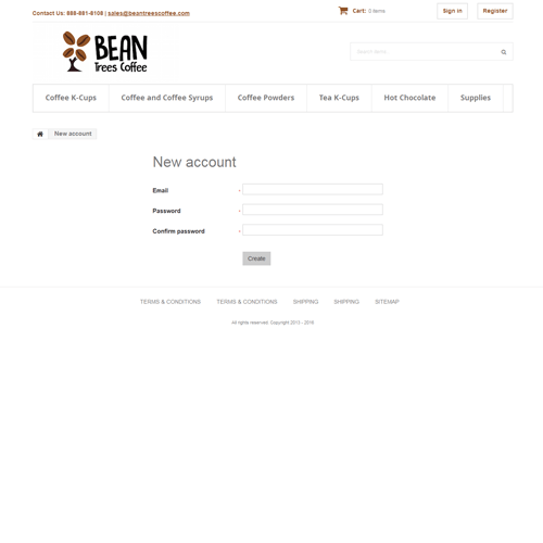 Bean Tree Coffee - New account