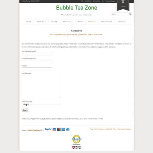 Bubble Tea Zone - Contact